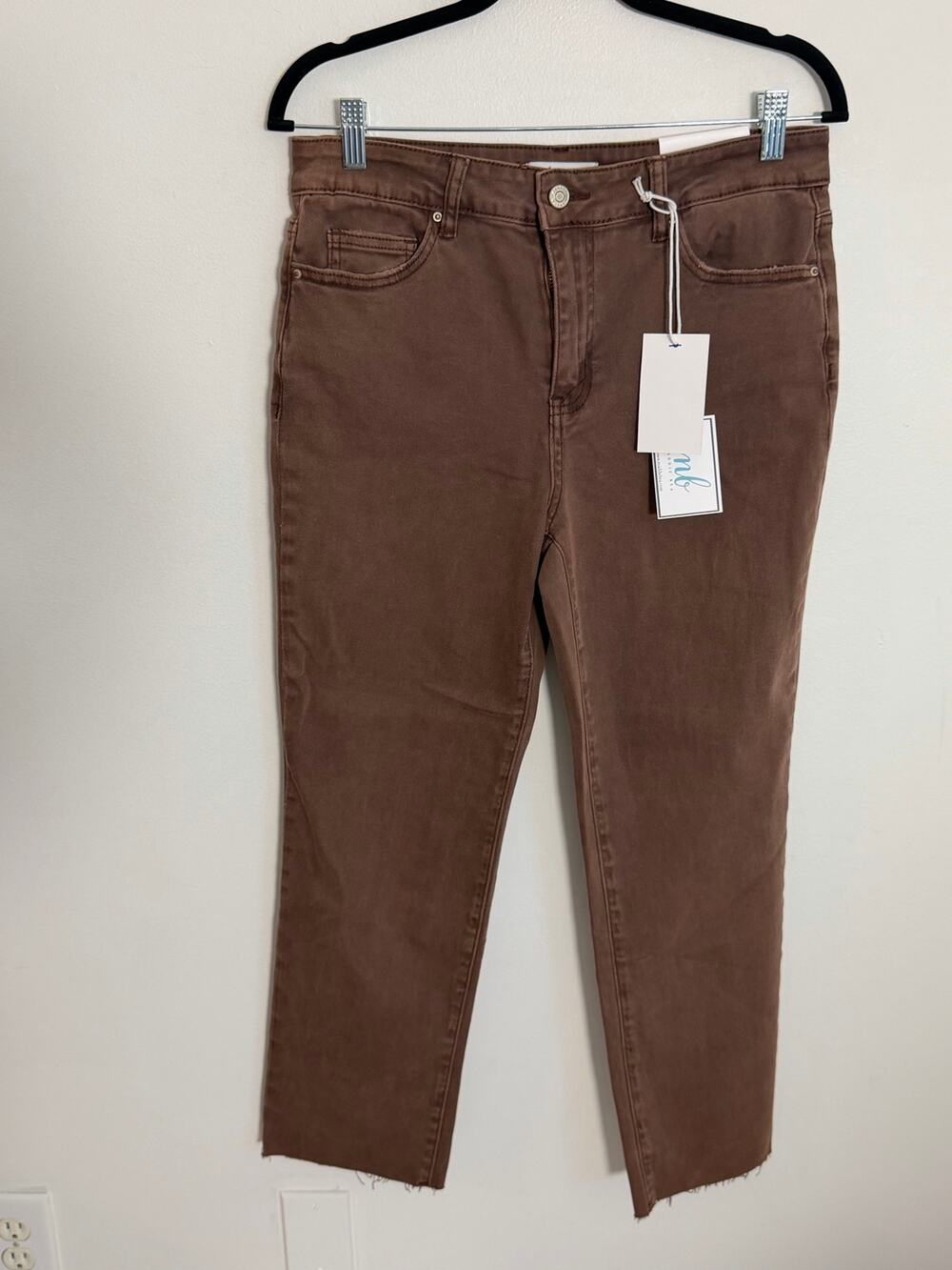 Zenana Jordie High Rise Straight Leg Brown Jeans NWT size large